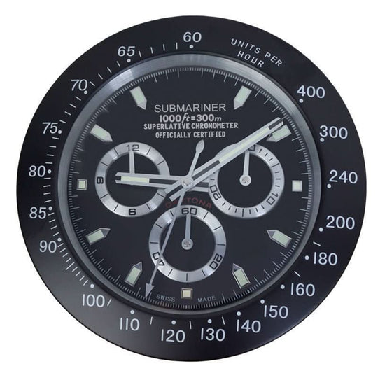Wanduhr mit Edelstahlrahmen und Leuchtzeigern 10