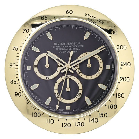 Wanduhr mit Edelstahlrahmen und Leuchtzeigern 12