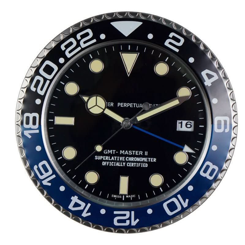 Wanduhr mit Edelstahlrahmen und Leuchtzeigern 14