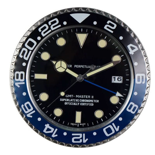Wanduhr mit Edelstahlrahmen und Leuchtzeigern 14