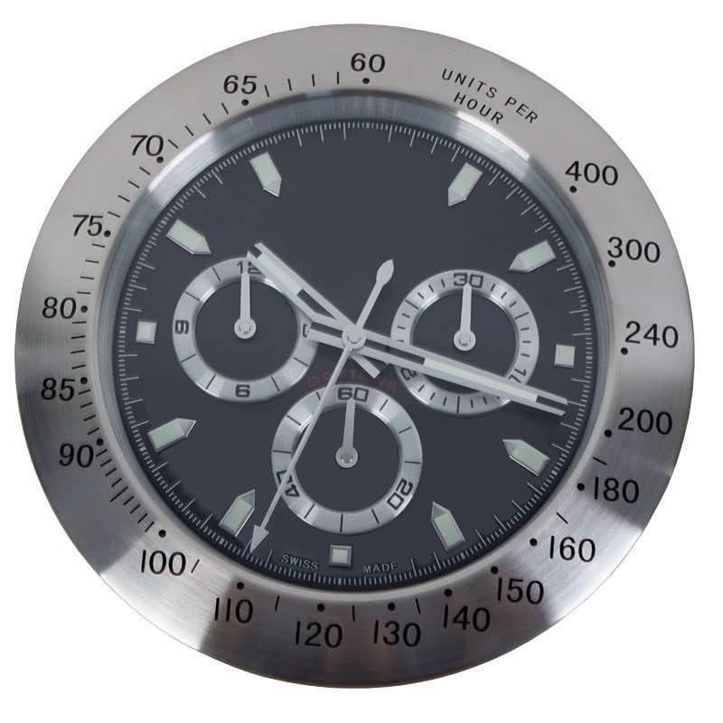 Wanduhr mit Edelstahlrahmen und Leuchtzeigern 8