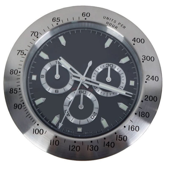Wanduhr mit Edelstahlrahmen und Leuchtzeigern 8