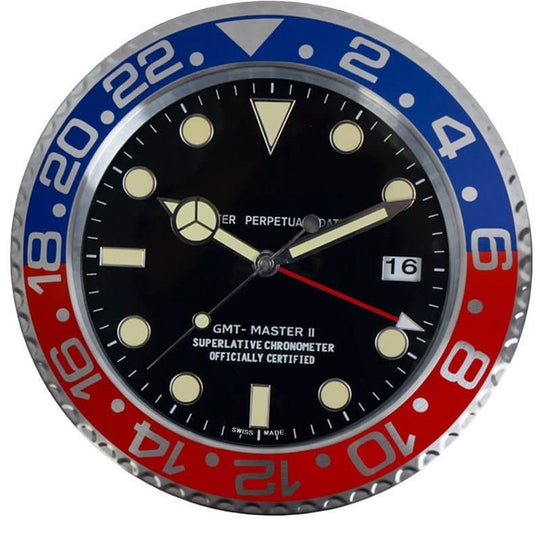 Wanduhr mit Edelstahlrahmen und Leuchtzeigern 9
