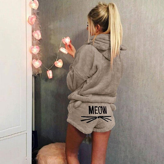 Warmes Miau Katze Pyjama Set