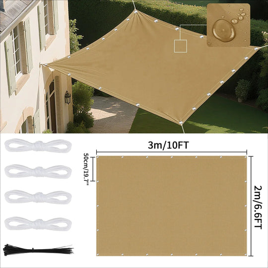 Wasserdichtes Sonnensegel mit Ösen UV-Schutz für Garten und Terrasse 11