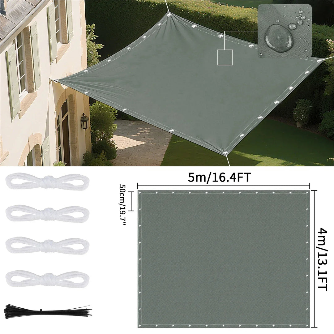 Wasserdichtes Sonnensegel mit Ösen UV-Schutz für Garten und Terrasse 20