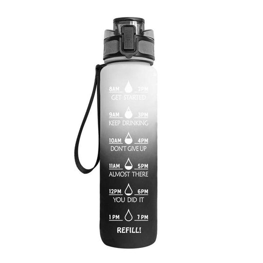 Wasserflasche mit Zeitmarkierungen für aktive Lebensstile 0