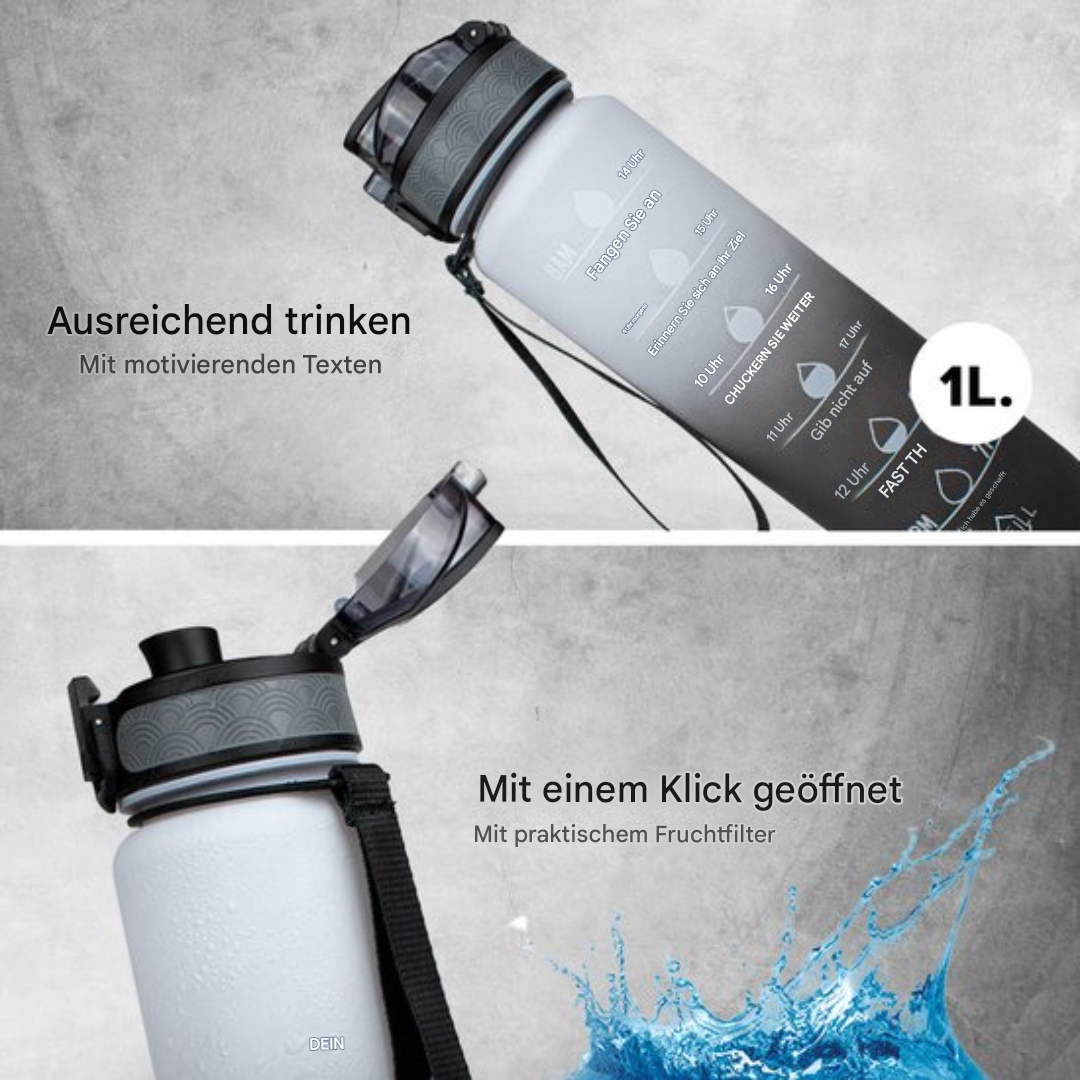 Wasserflasche mit Zeitmarkierungen für aktive Lebensstile 1