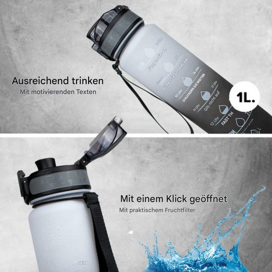 Wasserflasche mit Zeitmarkierungen für aktive Lebensstile 1