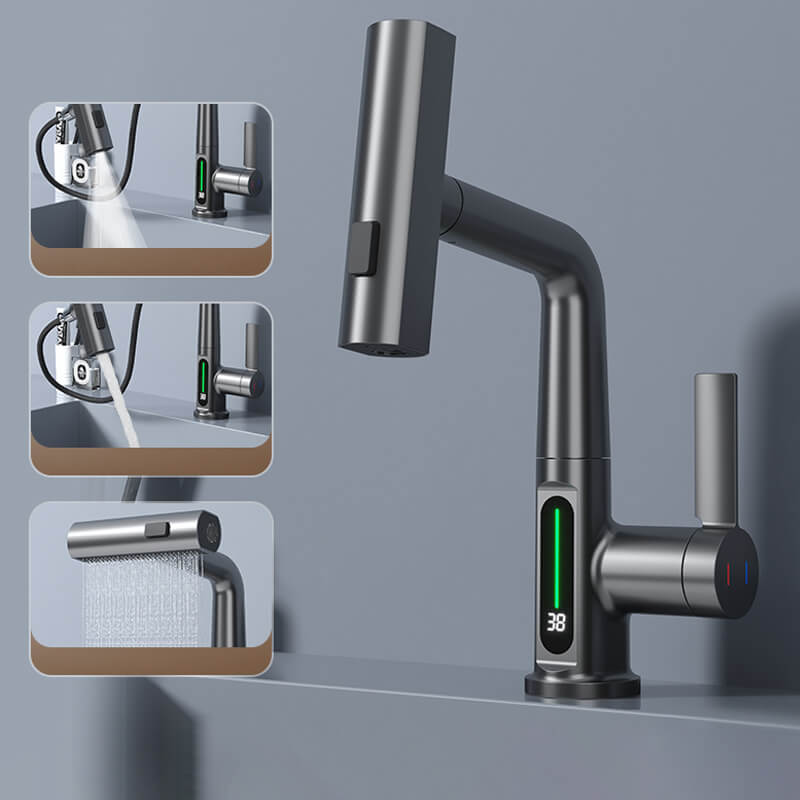 Wasserhahn Küche 360° drehbar mit LED-Temperaturanzeige und 5 Sprühmodi für modernes Bad und Küchenarmatur 2