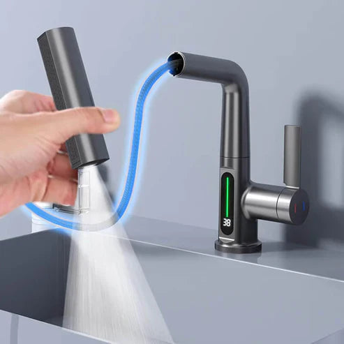 Wasserhahn Küche 360° drehbar mit LED-Temperaturanzeige und 5 Sprühmodi für modernes Bad und Küchenarmatur 7