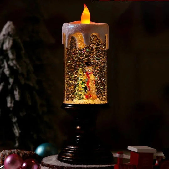 Weihnachtskerze mit Schneefalleffekt für Festliche Dekoration 23 cm 0