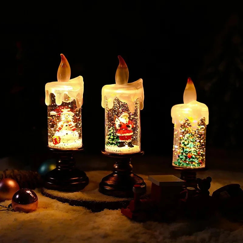 Weihnachtskerze mit Schneefalleffekt für Festliche Dekoration 23 cm 2