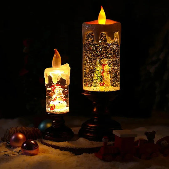 Weihnachtskerze mit Schneefalleffekt für Festliche Dekoration 23 cm 3