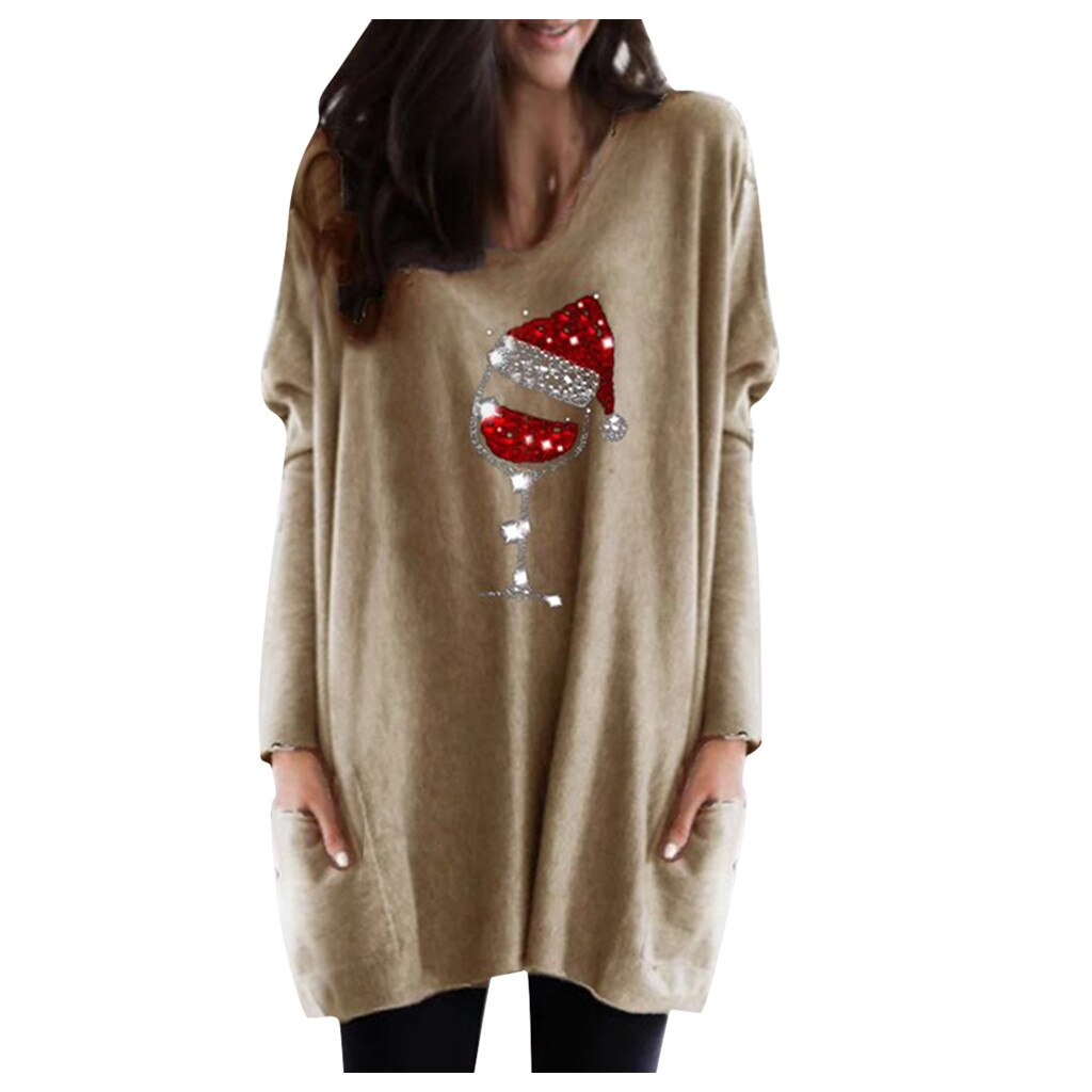 Wein &amp; Weihnachtsmannmütze Lässiger Pullover Für Frauen