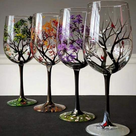 Weingläser mit Baumdesign für Weinliebhaber 1