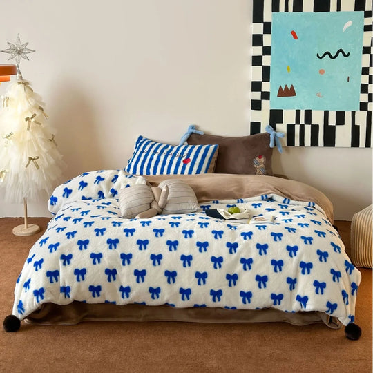 Wendbares Bettwäsche Set 180x200 mit Punkten und Pompon-Details für Damen und Herren 7