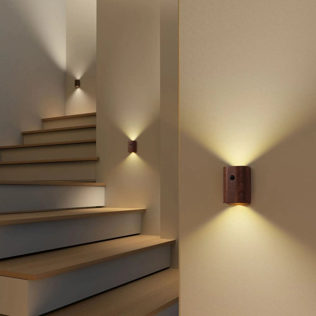 Wiederaufladbare Holzlampe mit Bewegungssensor 0