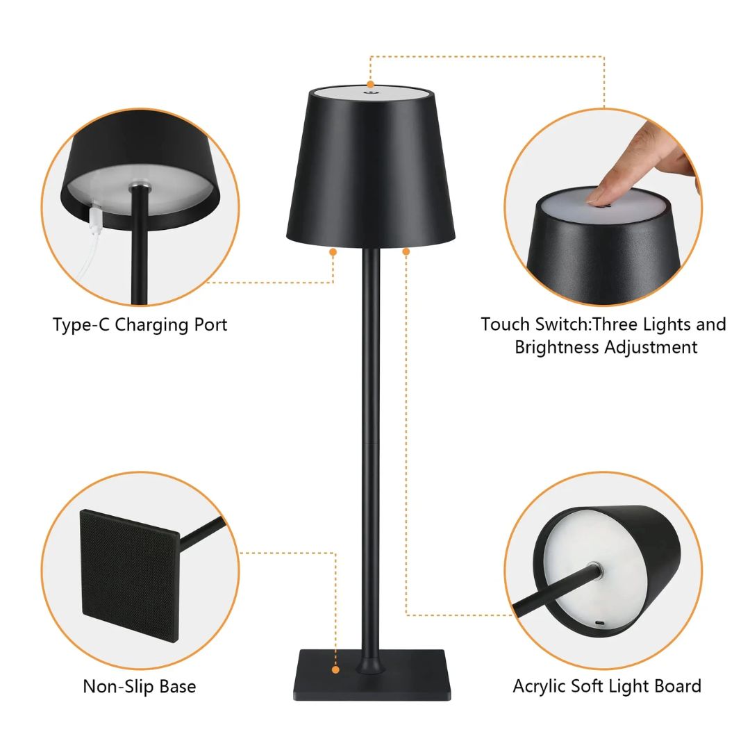 Wiederaufladbare USB-LED-Schreibtischlampe mit Touch-Steuerung Modern Design 3