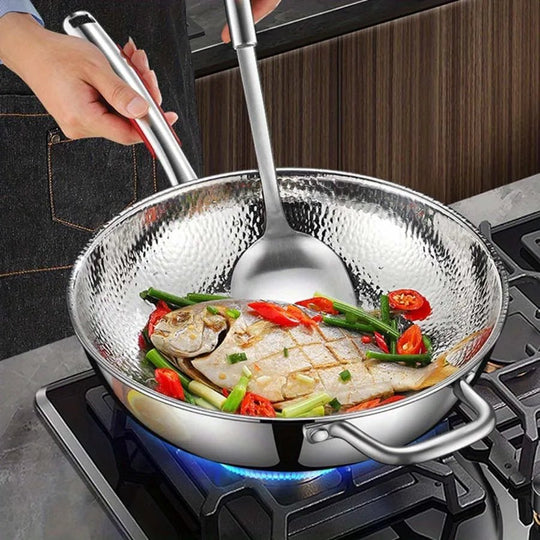 Wok Pfanne Induktion Rund Boden 32 cm für Vielseitiges Kochen 2