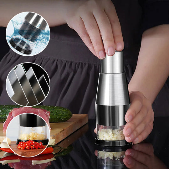 Zerkleinerer für Knoblauch und Gemüse - Multifunktionaler Zwiebelschneider mit Komfortgriff 0