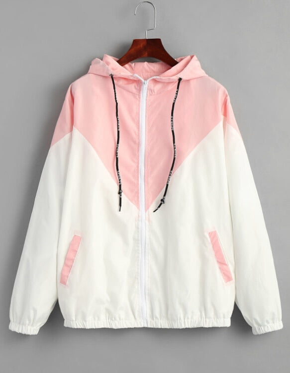Zweifarbige Windbreaker-Jacke