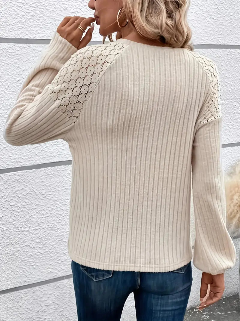 Damen Langarmshirt Elegantes Design Baumwollmix-3