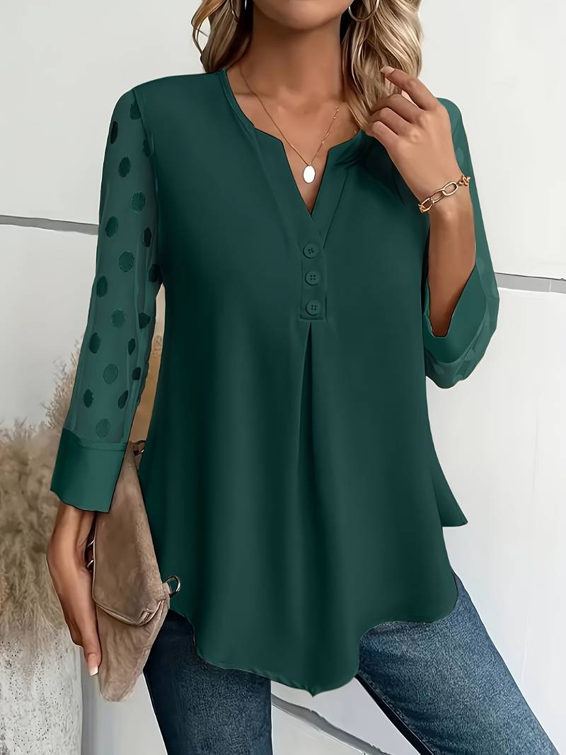 Variant image for Damen Langarm-Top mit gekerbtem Ausschnitt Eleganz-25