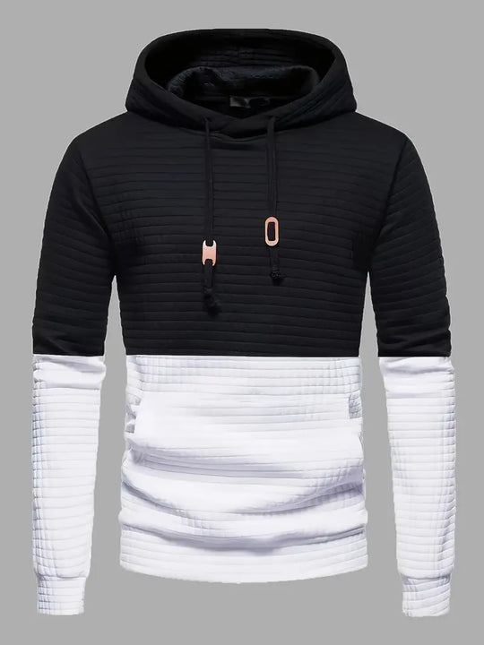 Herren Kapuzenpullover Waffelmuster Baumwolle Zip Hoodie-2