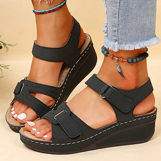 Variant image for Damen Sandalen Schwarz Orthopädisch Bequem Gummi für Sommerschuhe-20
