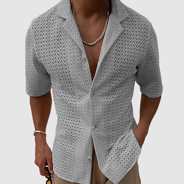 Herren Hemd Kurzarm Minimalistisch 100% Baumwolle 6