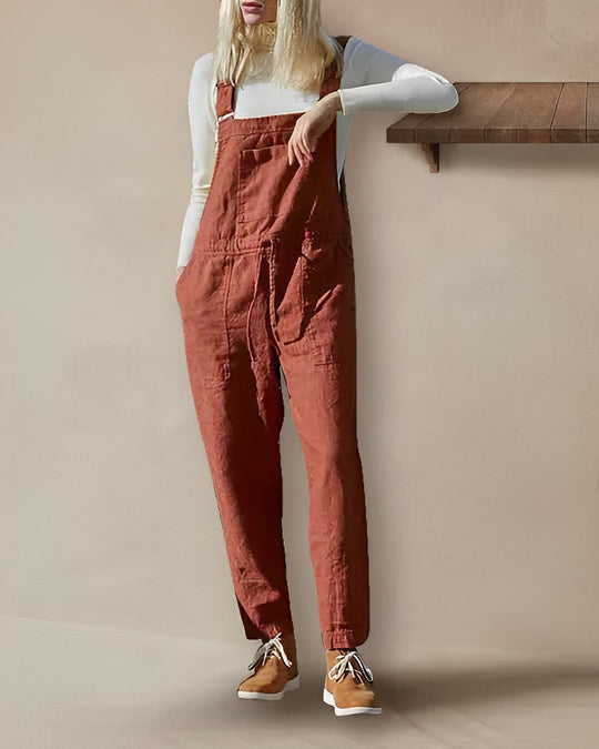 Damen Jumpsuit Lässiger Sommer Stil Atmungsaktive Baumwolle 1