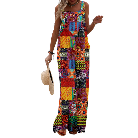 Bohemian-Overall mit weitem Bein für Frauen
