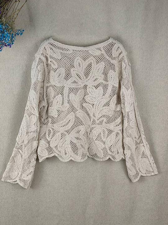 Damen Bluse Langarm Spitze Elegante Blusen für Festliche Anlässe-2