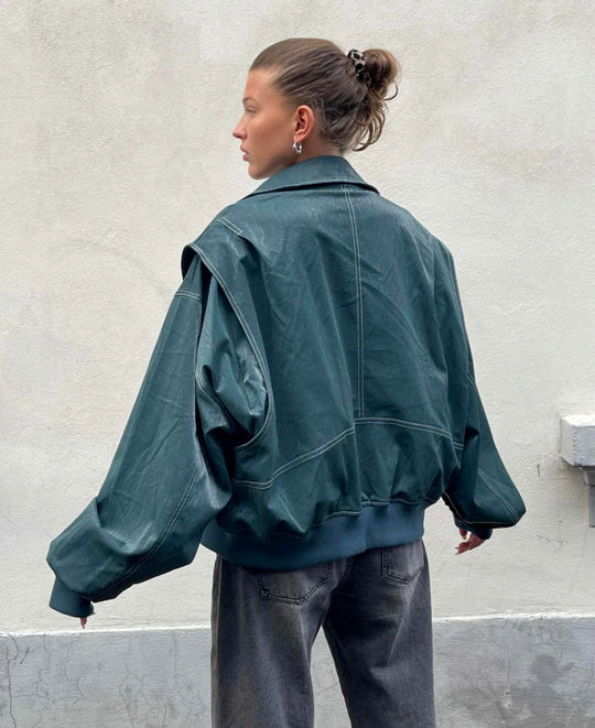 Variant image for Damen Jacke Schwarz Oversized Bomberjacke Warm Stilvoll-2