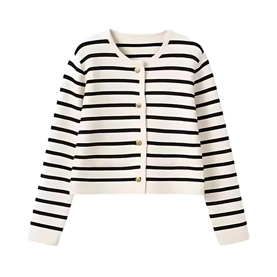 Gestreifte Damen-Strickjacke