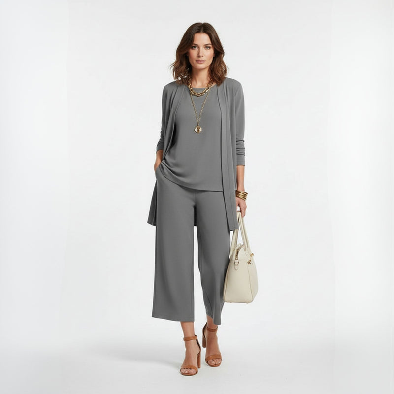 Damen Set Lässige Strickjacke und Lange Hose Baumwollmischung