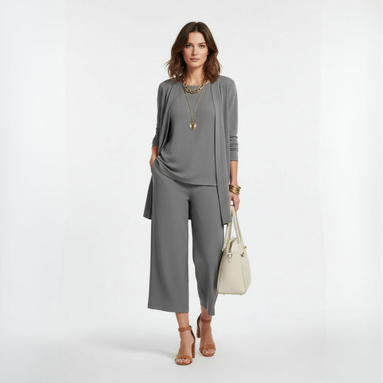 Damen Set Lässige Strickjacke und Lange Hose Baumwollmischung