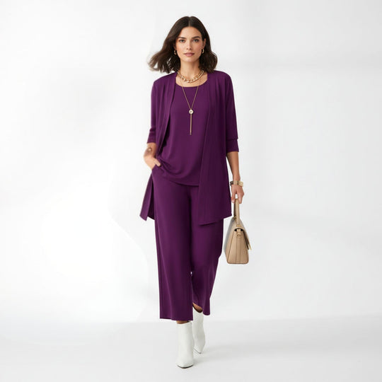 Damen Set Lässige Strickjacke und Lange Hose Baumwollmischung