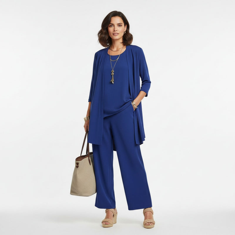 Damen Set Lässige Strickjacke und Lange Hose Baumwollmischung