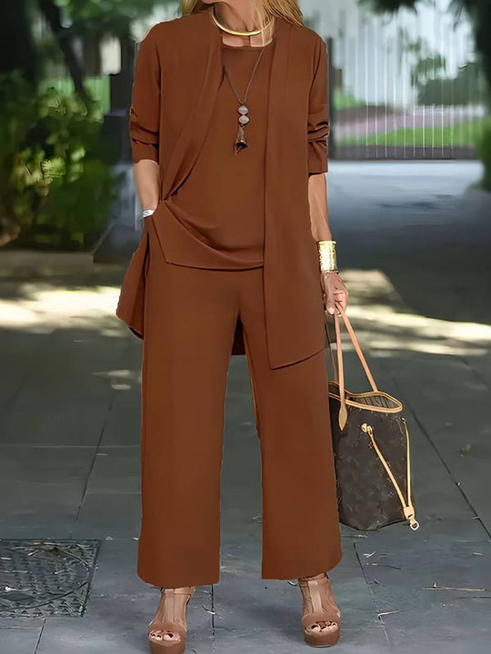 Damen Set Lässige Strickjacke und Lange Hose Baumwollmischung