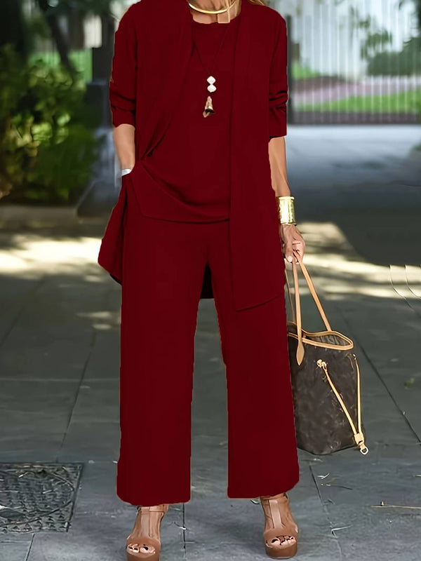 Damen Set Lässige Strickjacke und Lange Hose Baumwollmischung