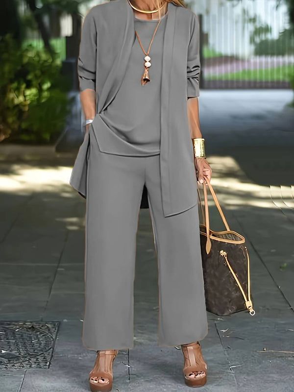 Damen Set Lässige Strickjacke und Lange Hose Baumwollmischung