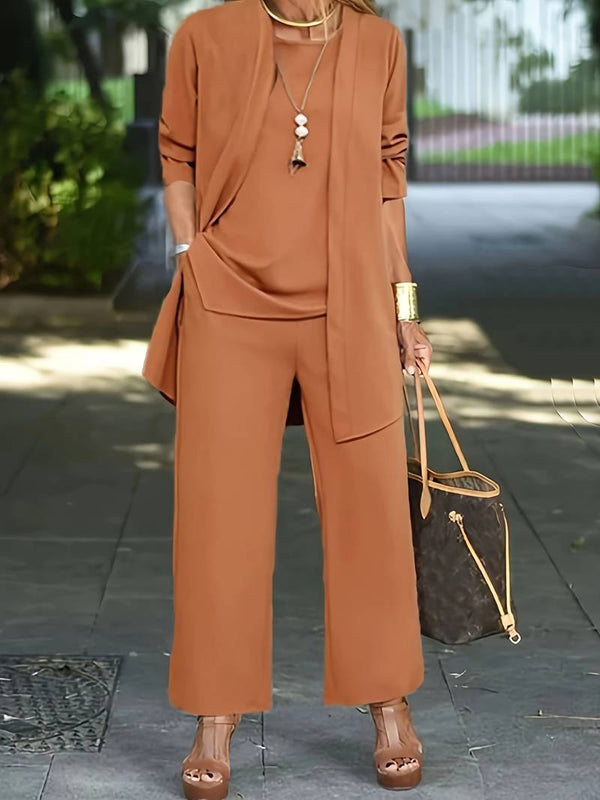 Damen Set Lässige Strickjacke und Lange Hose Baumwollmischung