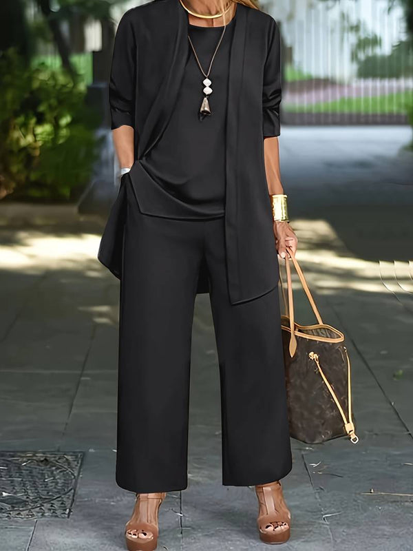 Damen Set Lässige Strickjacke und Lange Hose Baumwollmischung