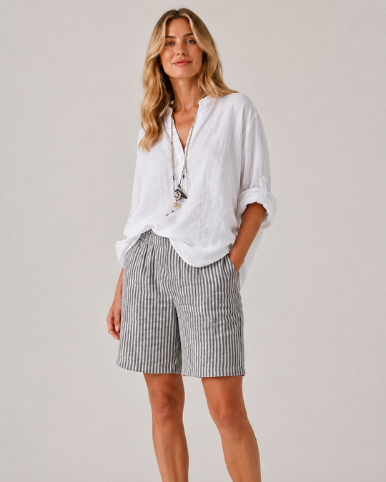 Damen Shorts Gestreift Modern