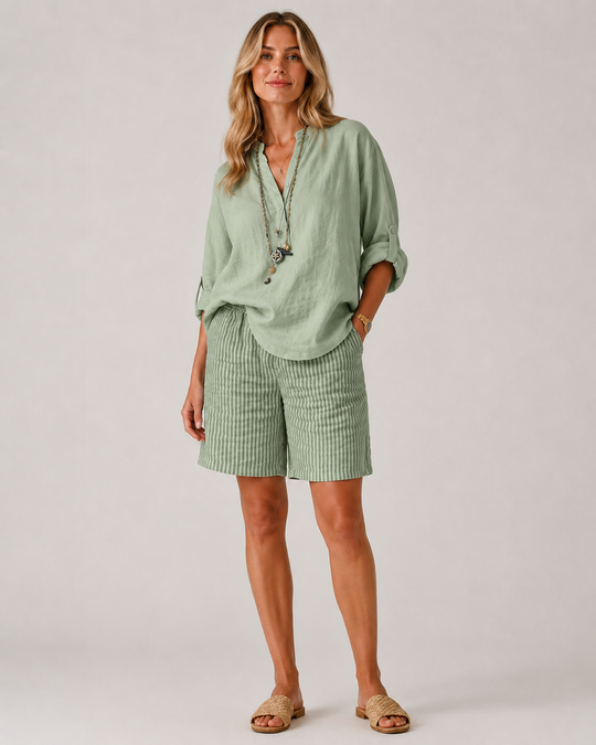 Damen Shorts Gestreift Modern