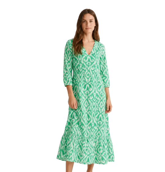 Damen Sommerkleid mit V-Ausschnitt und halben Ärmeln