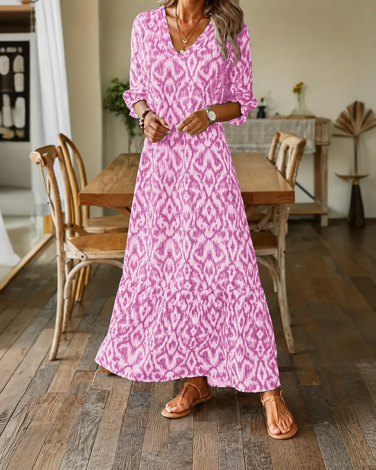 Damen Sommerkleid mit V-Ausschnitt und halben Ärmeln