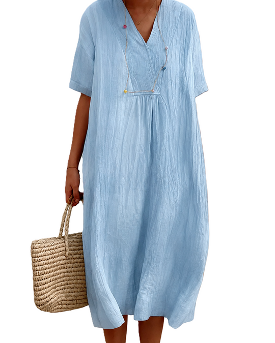 Damen Strandkleid Lässig V-Ausschnitt Sommerkleid